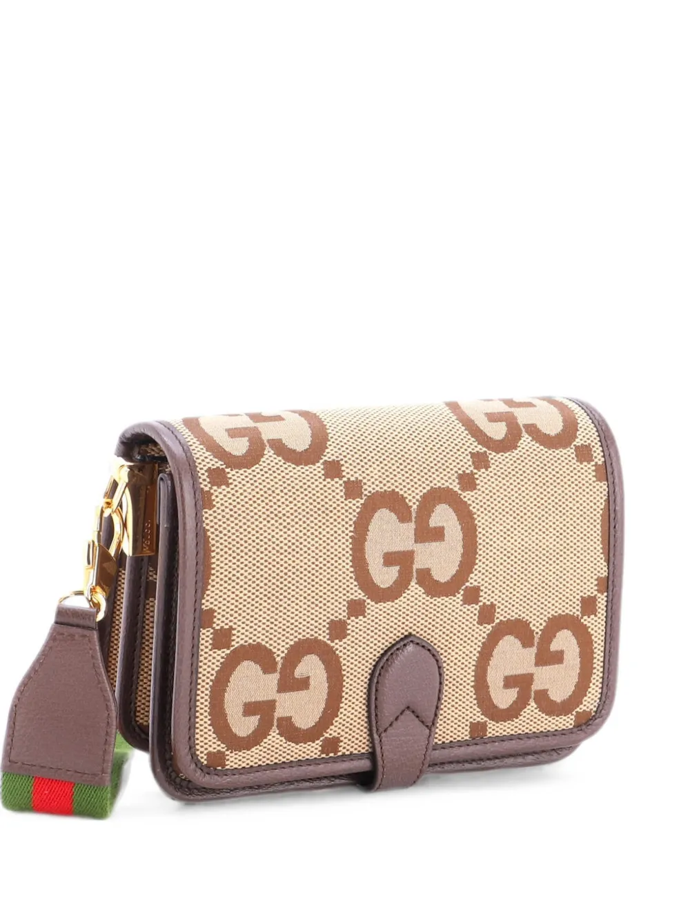Gucci Pre-Owned Borsa a tracolla Jumbo piccola in tela GG con fibbia - Marrone