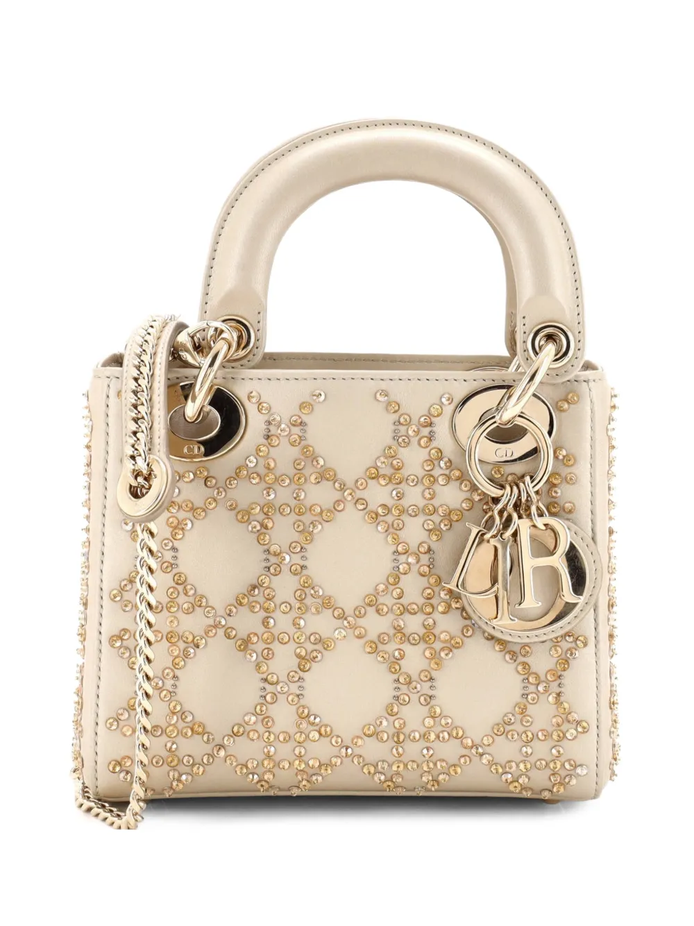 Christian Dior Pre-Owned Mini Lady Dior Umhängetasche mit Cannage-Steppung - Nude