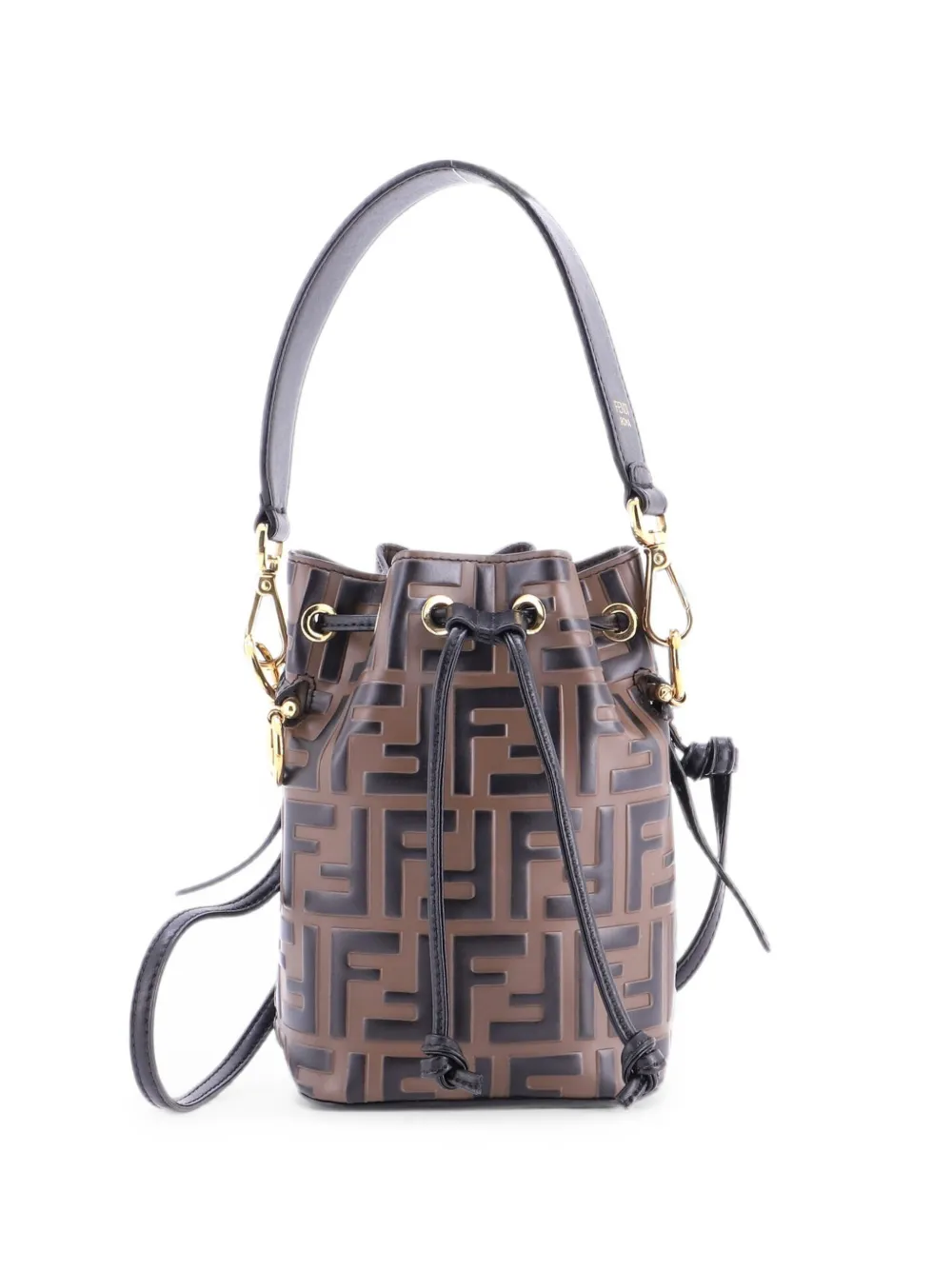 Fendi Pre-Owned Borsa a secchiello Mon Tresor mini in pelle goffrata con motivo Zucca - Marrone