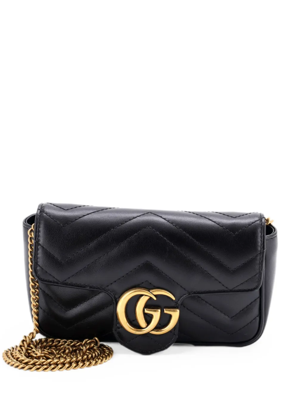 Gucci Pre-Owned Borsa a tracolla GG Marmont super mini in pelle matelassè con battente - Nero