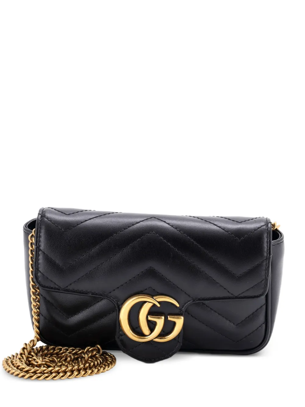 Gucci Pre-Owned Borsa a tracolla GG Marmont super mini in pelle matelassè con battente - Nero