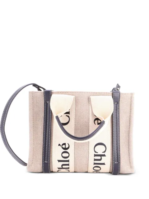 Chloé Pre-Owned Woody Canvas with Leather Small tote bag