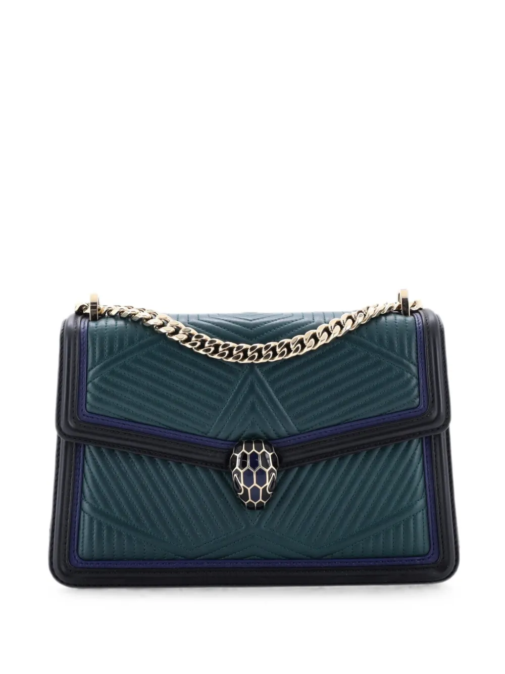 Bvlgari Pre-Owned Borsa a spalla Serpenti Forever piccola in pelle matelassé con tracolla - Verde