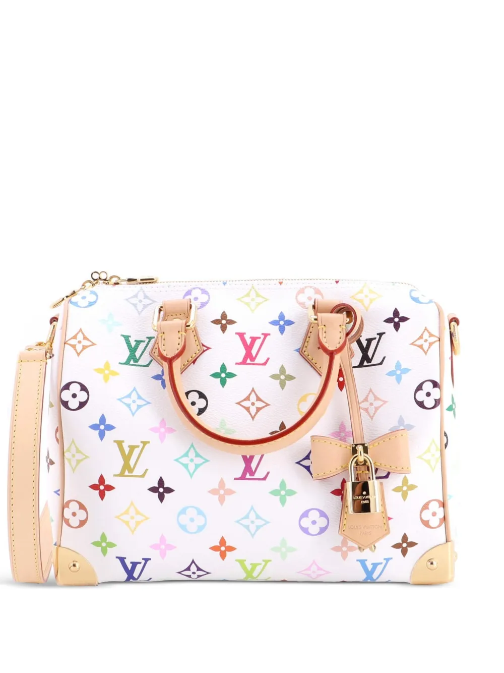 Louis Vuitton Pre-Owned x Takashi Murakami Speedy Bandouliere NM Bag Monogram Multicolour Nano Satchel-Tasche - Weiß