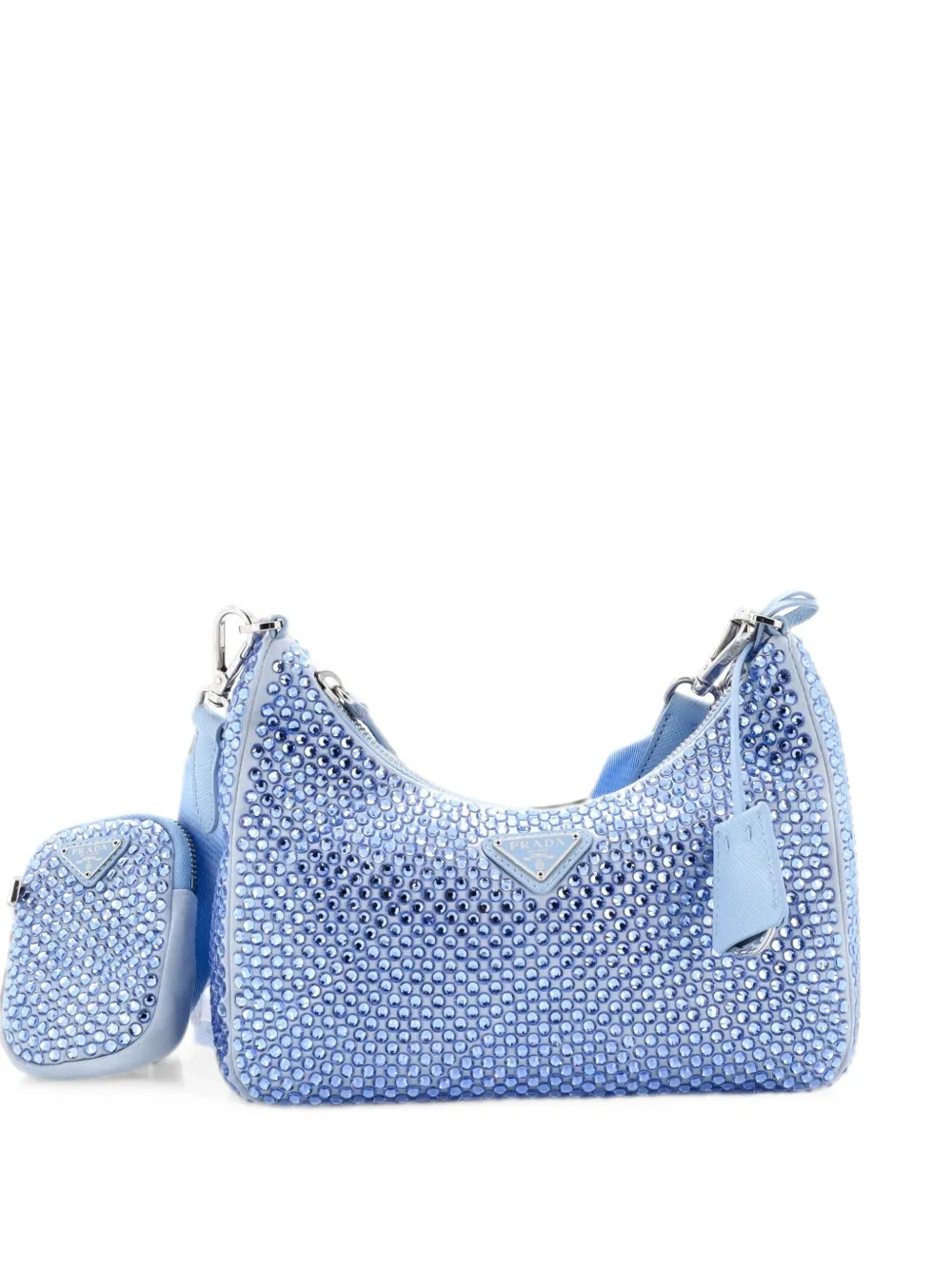 Prada Pre-Owned Borsa a tracolla Re-Edition 2005 piccola in raso con cristalli - Blu