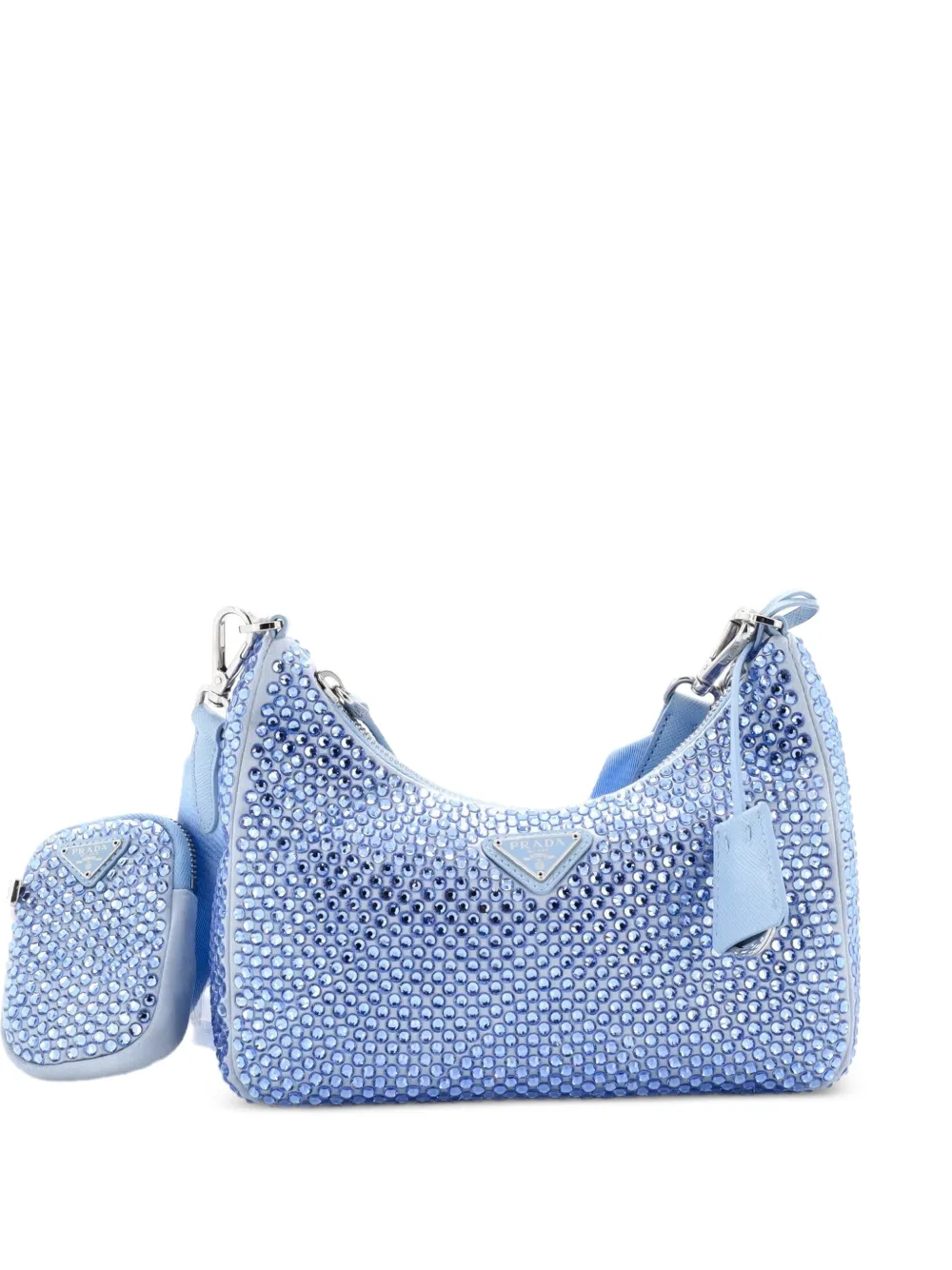Prada Pre-Owned Borsa a tracolla Re-Edition 2005 piccola in raso con cristalli - Blu