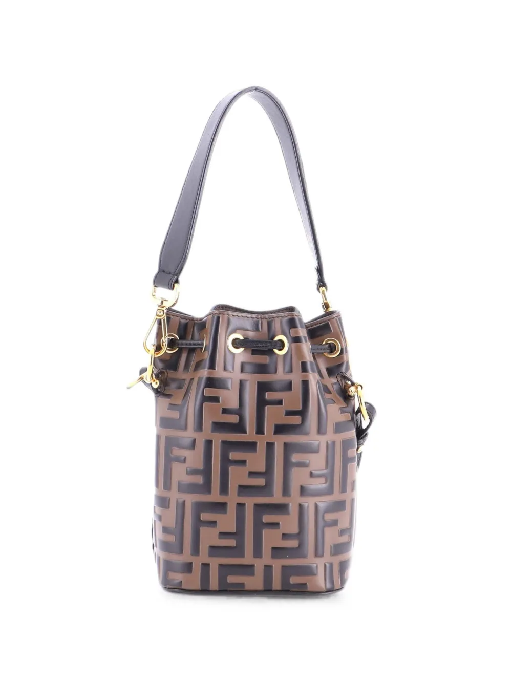 Fendi Pre-Owned Borsa a secchiello Mon Tresor mini in pelle goffrata con motivo Zucca - Marrone