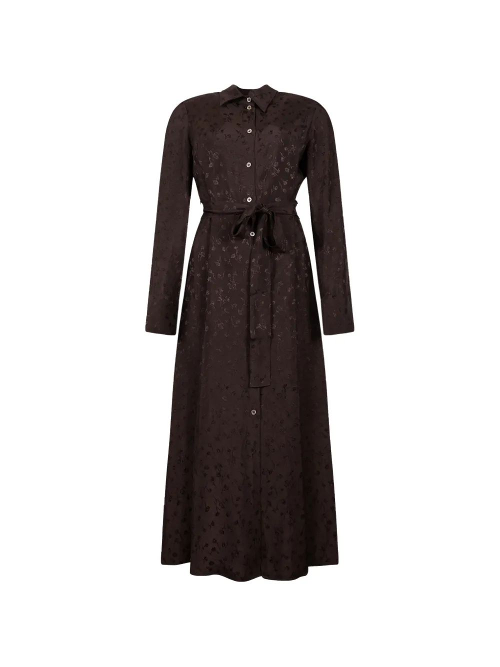 Pinko Floral-jacquard Belted Maxi Dress In Brown