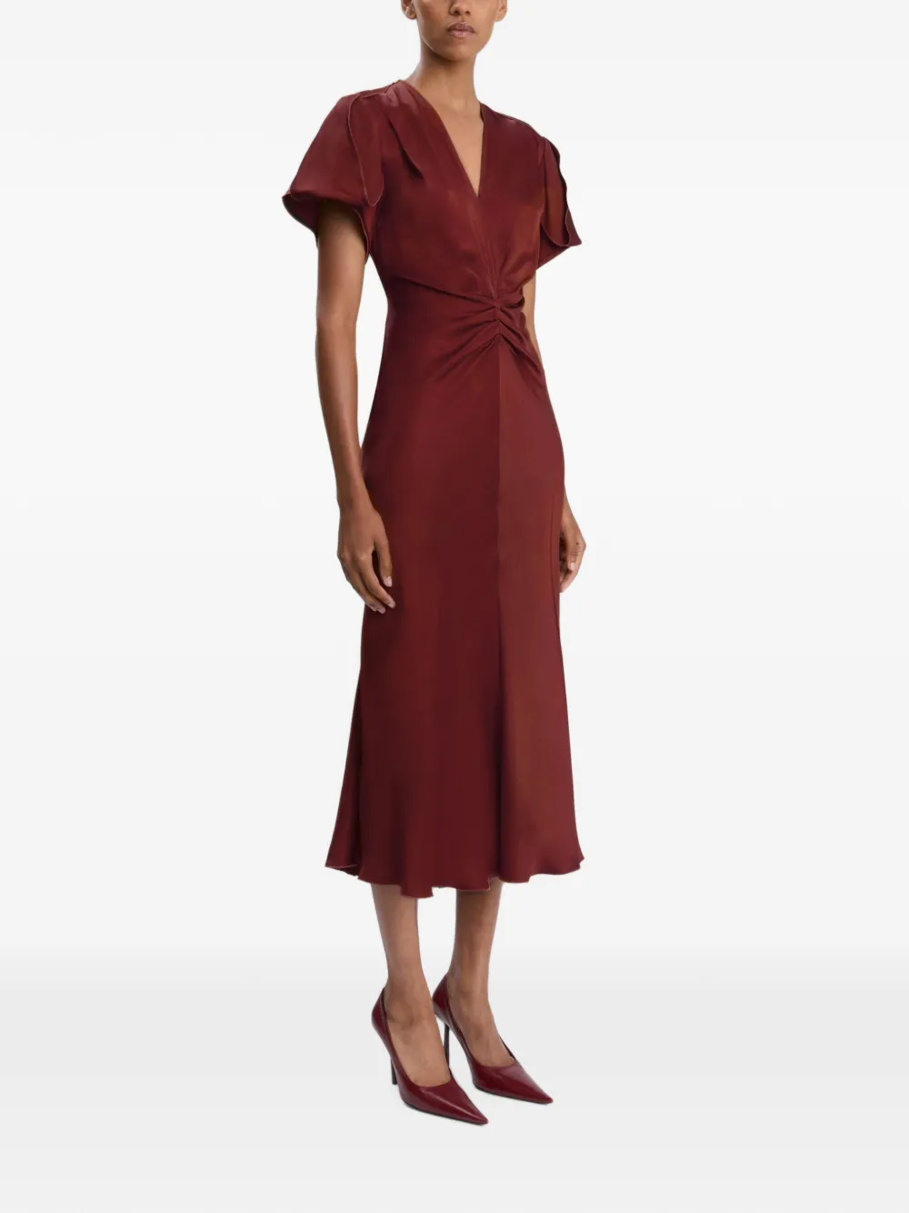 Victoria Beckham Eve midi-jurk met gedraaid detail Rood