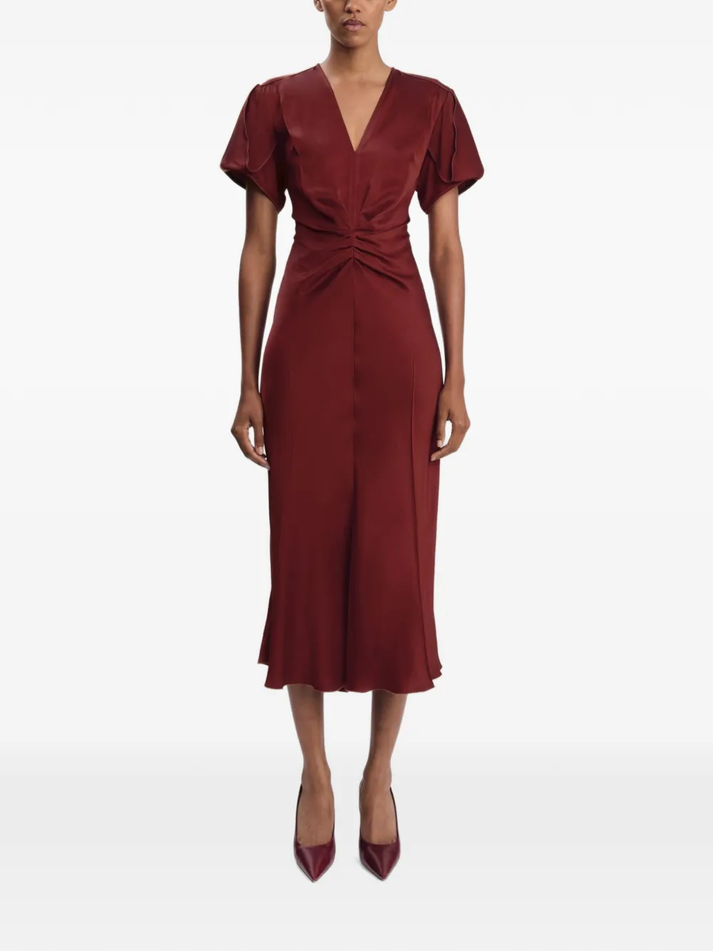 Victoria Beckham Eve midi-jurk met gedraaid detail Rood