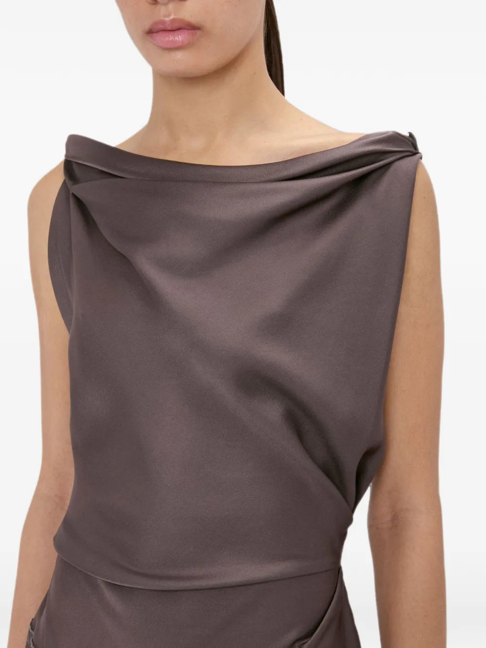 Victoria Beckham Posy gedrapeerde maxi-avondjurk Bruin