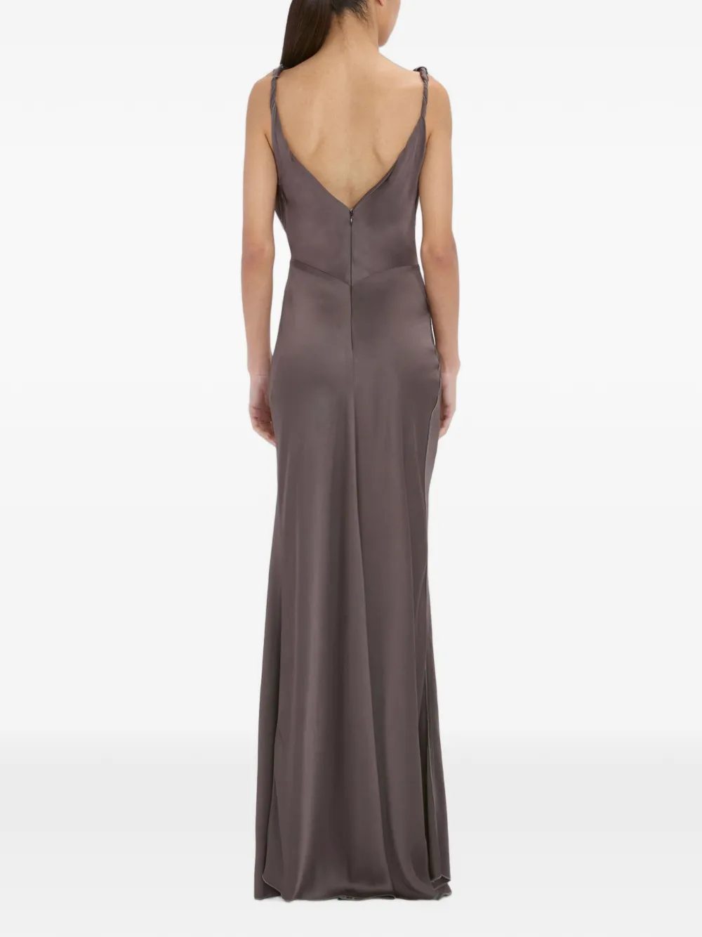 Victoria Beckham Posy gedrapeerde maxi-avondjurk Bruin