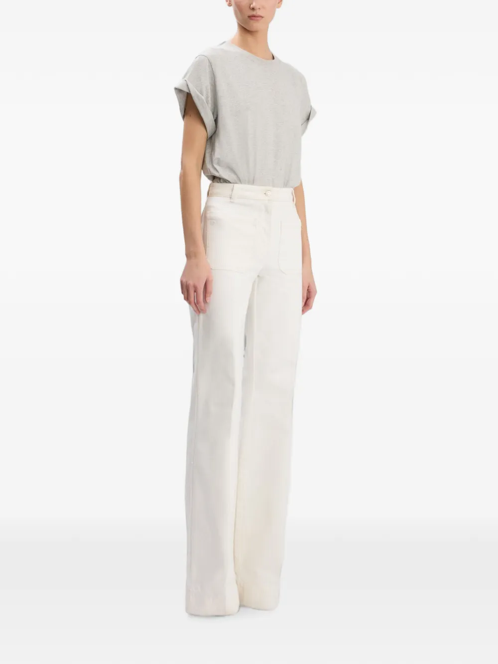 Victoria Beckham Tilly T-shirt met gerolde mouwen Grijs