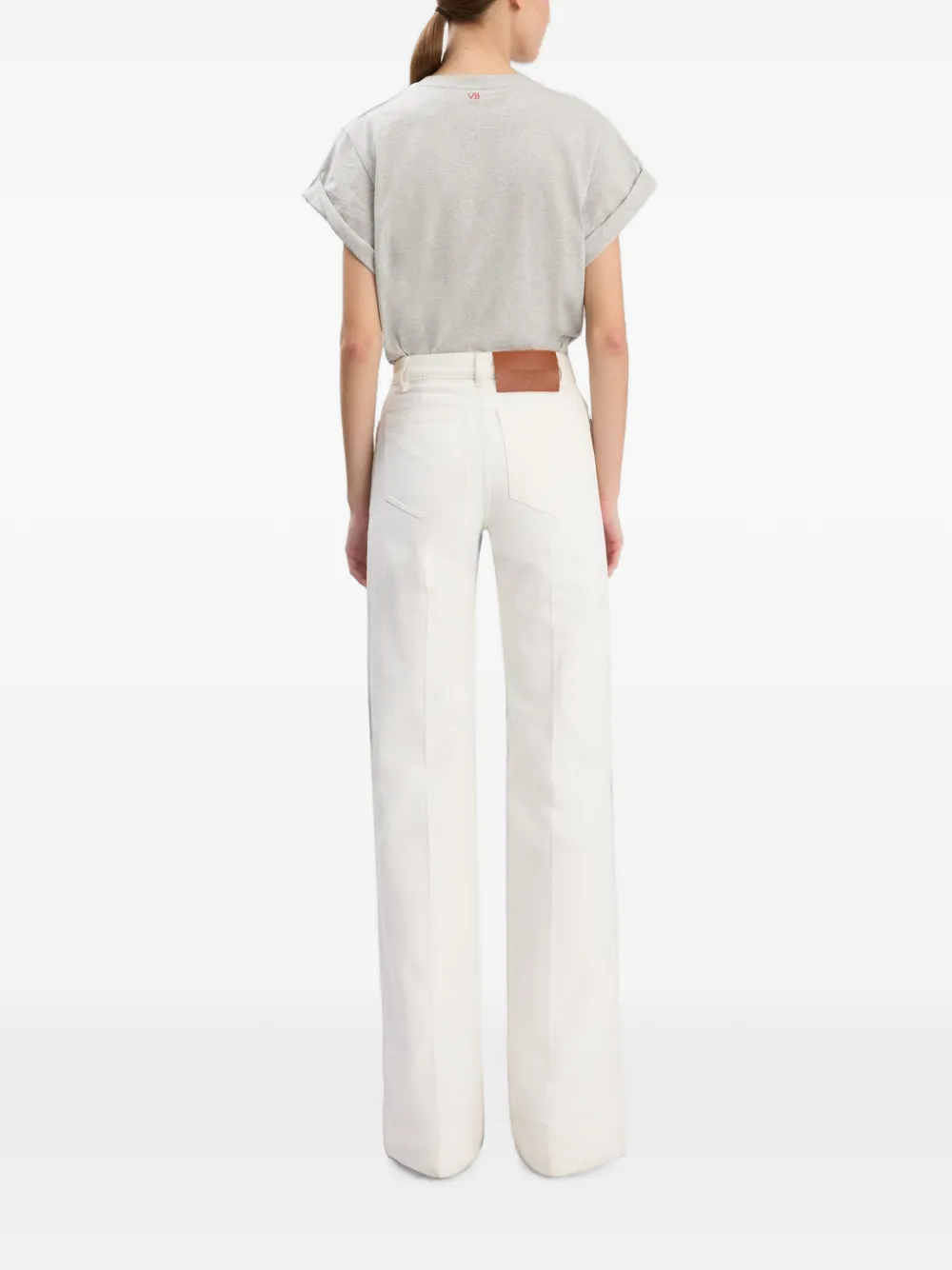Victoria Beckham Tilly T-shirt met gerolde mouwen Grijs