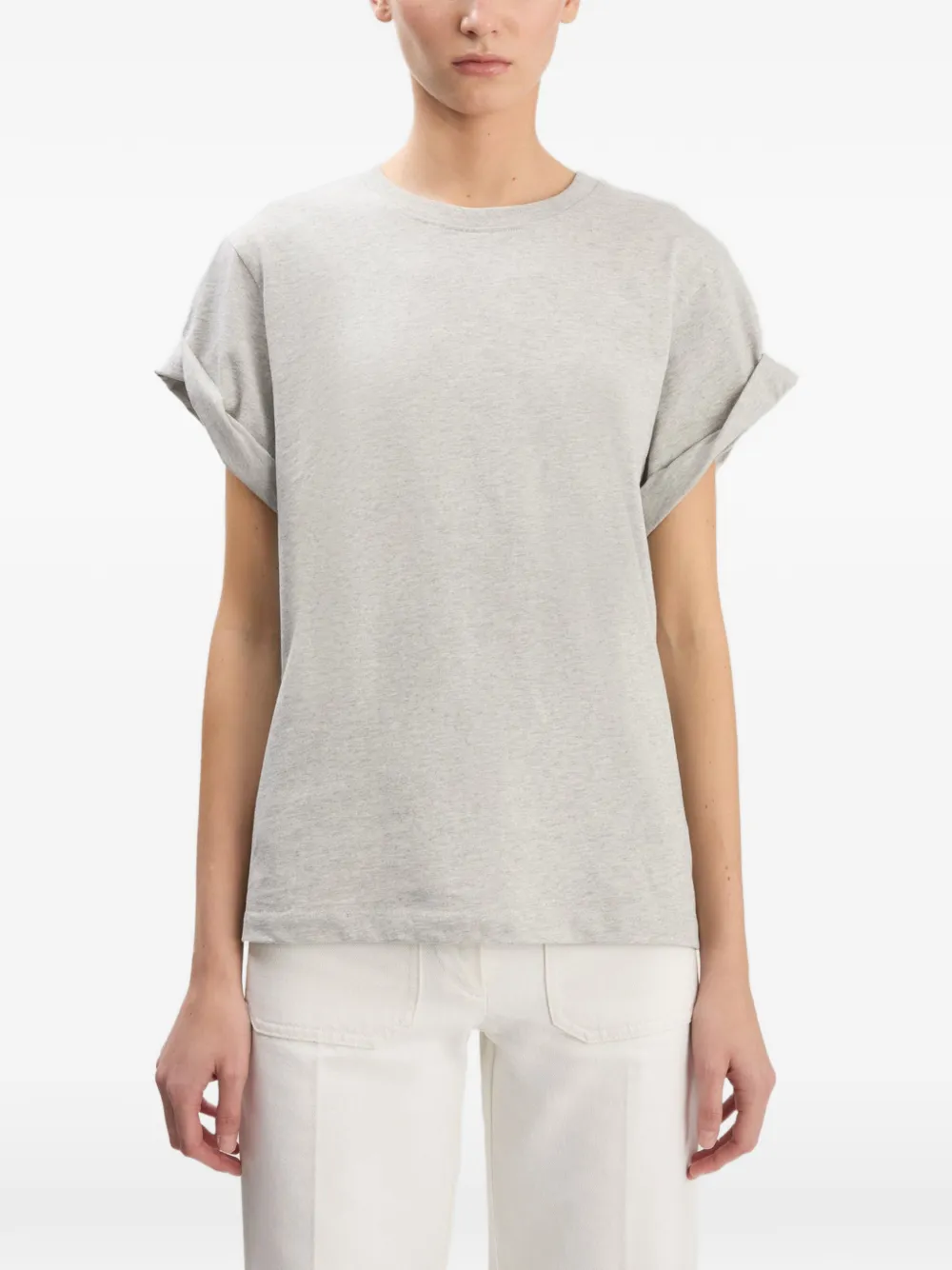 Victoria Beckham Tilly T-shirt met gerolde mouwen Grijs
