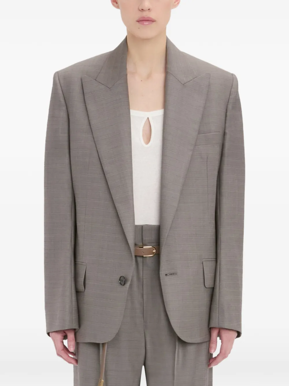 Victoria Beckham sculptural-sleeve blazer - Grigio