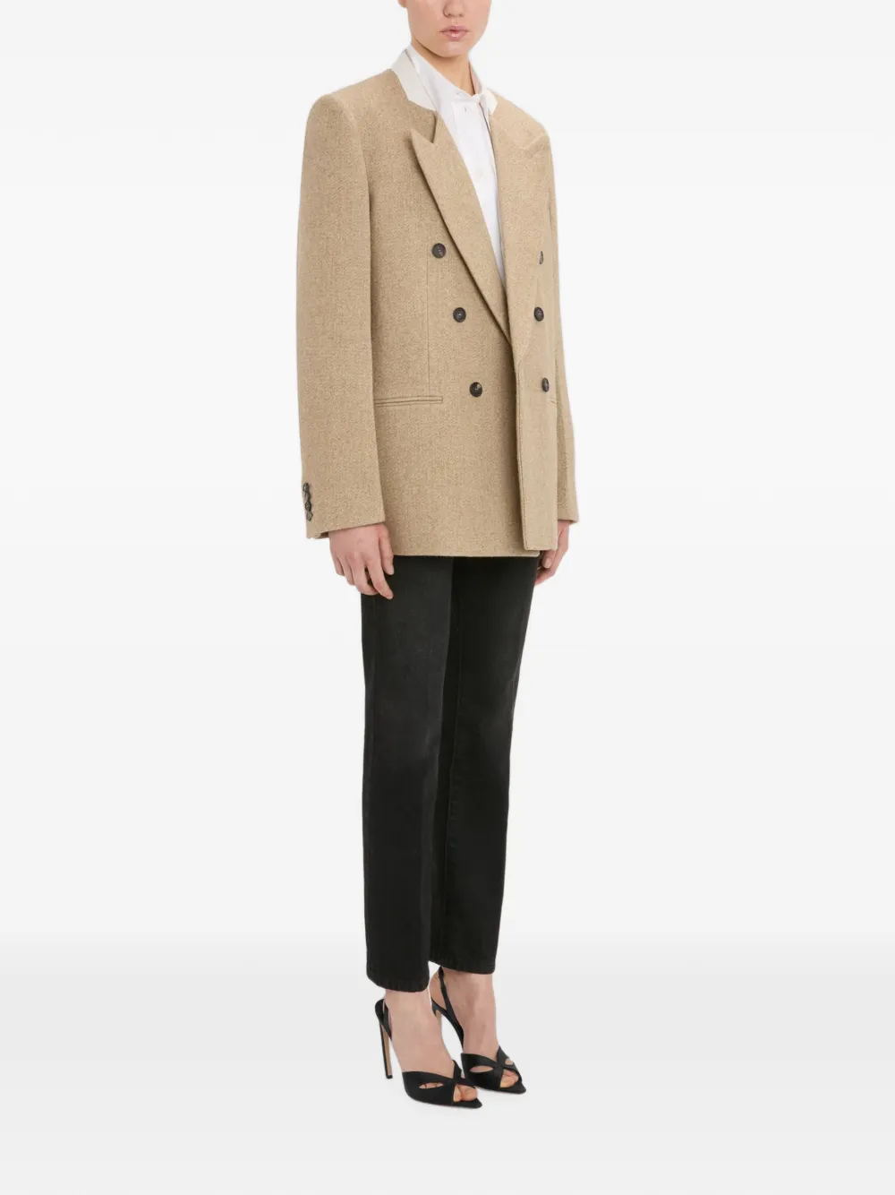 Victoria Beckham Beatrice blazer met dubbele rij knopen Beige