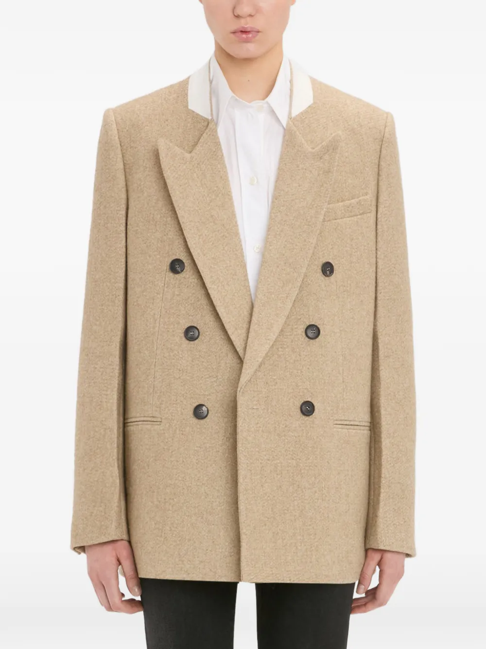 Victoria Beckham Beatrice blazer met dubbele rij knopen Beige