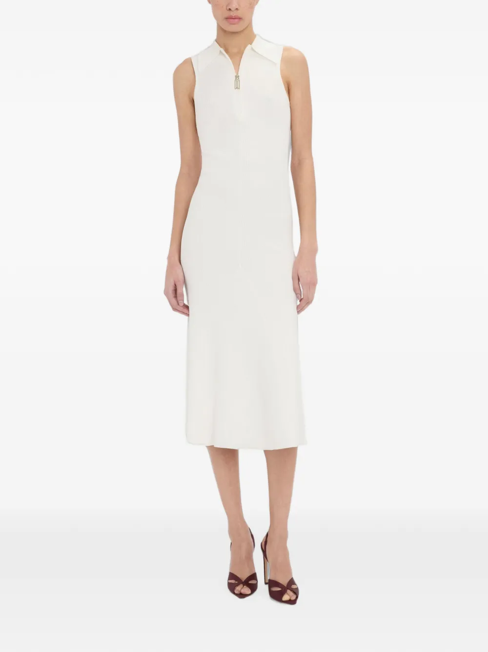 Victoria Beckham Mira midi-jurk met ritssluiting Wit