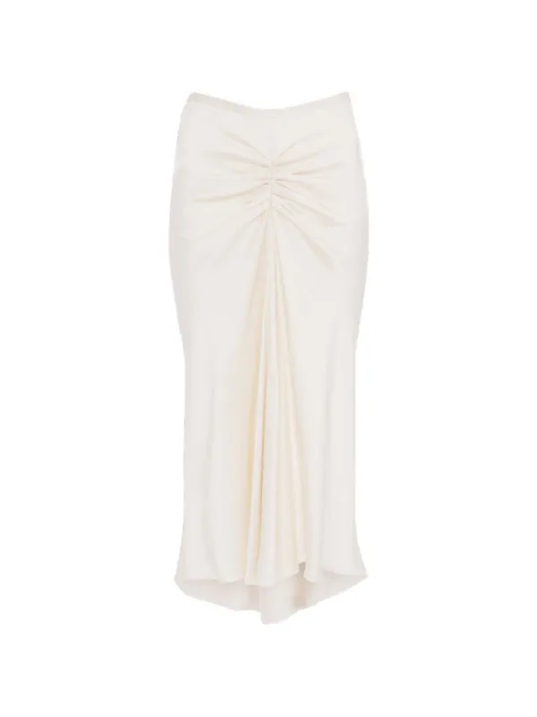 Victoria Beckham Bela Asymmetric Midi Skirt in Neutrals