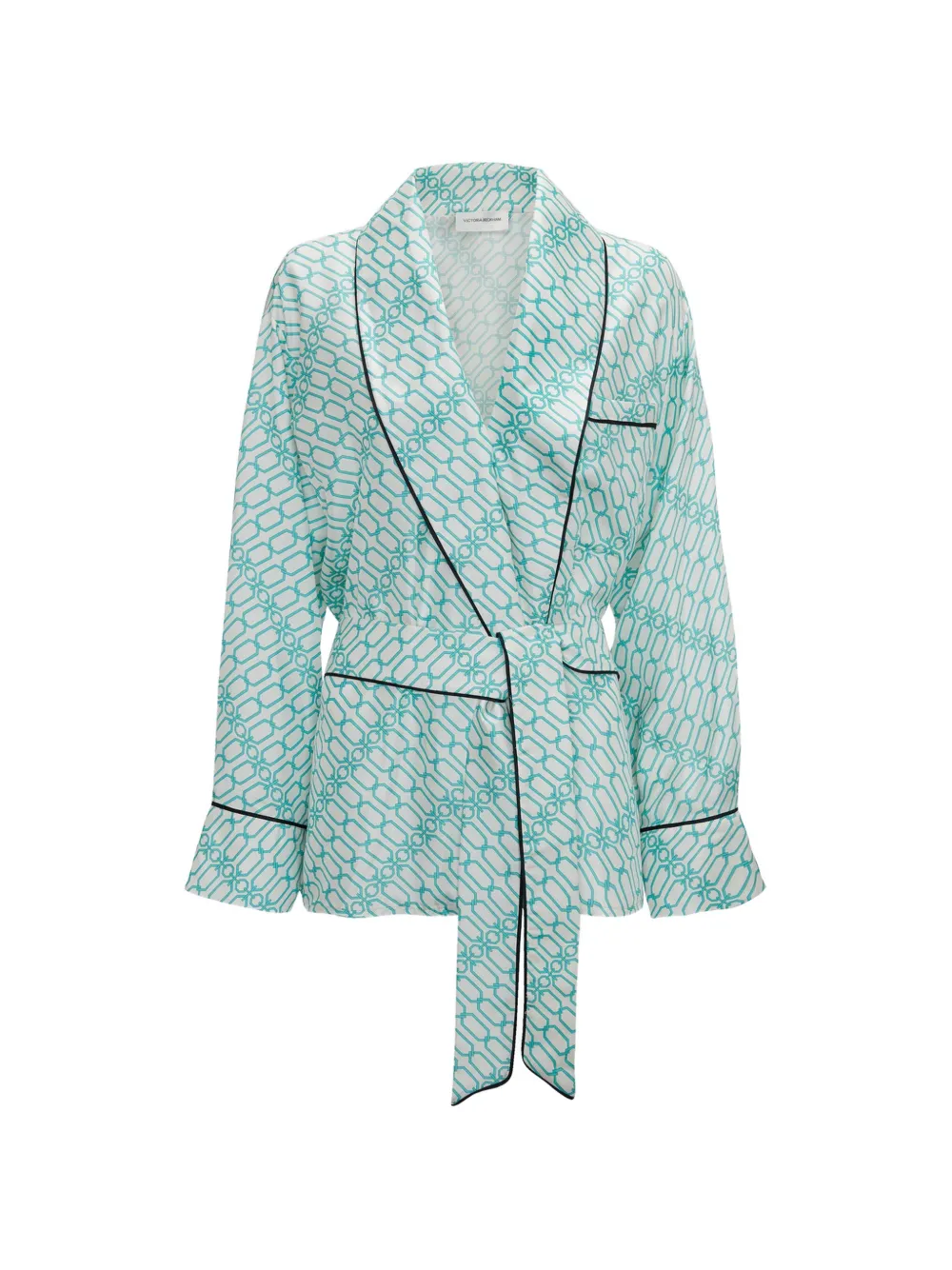 Victoria Beckham Alba Portofino-print belted jacket - White