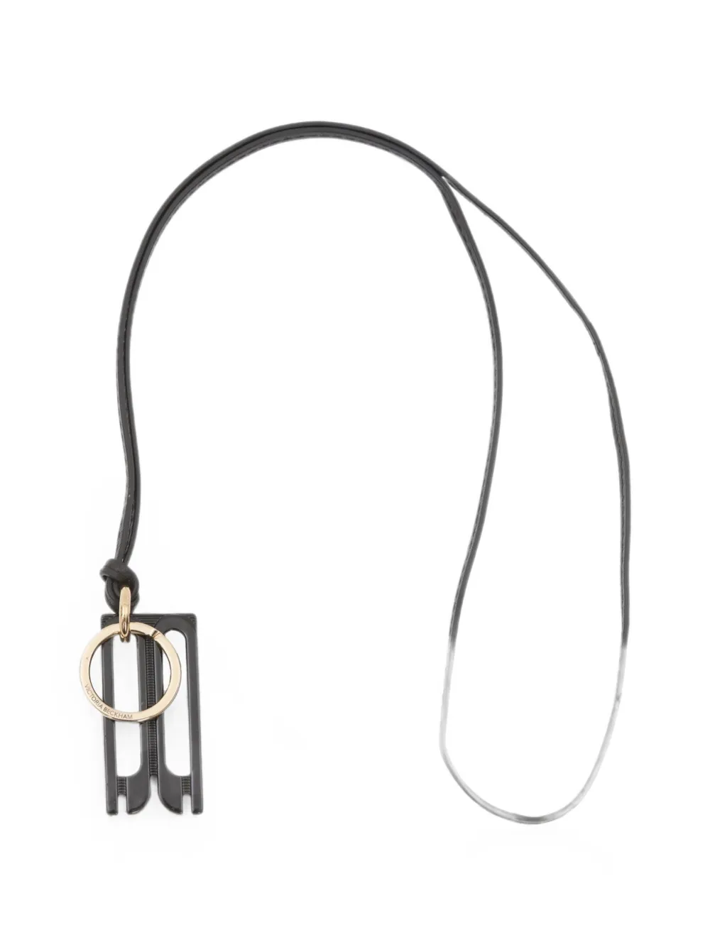 Victoria Beckham Dorian Logo-plaque Keyring In Black