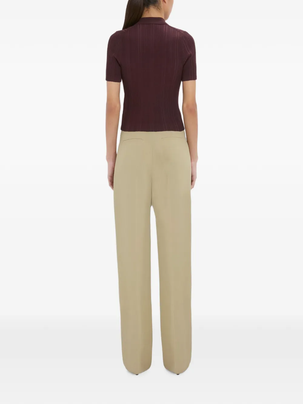 Victoria Beckham Geribbeld vest met korte mouwen en rits Rood