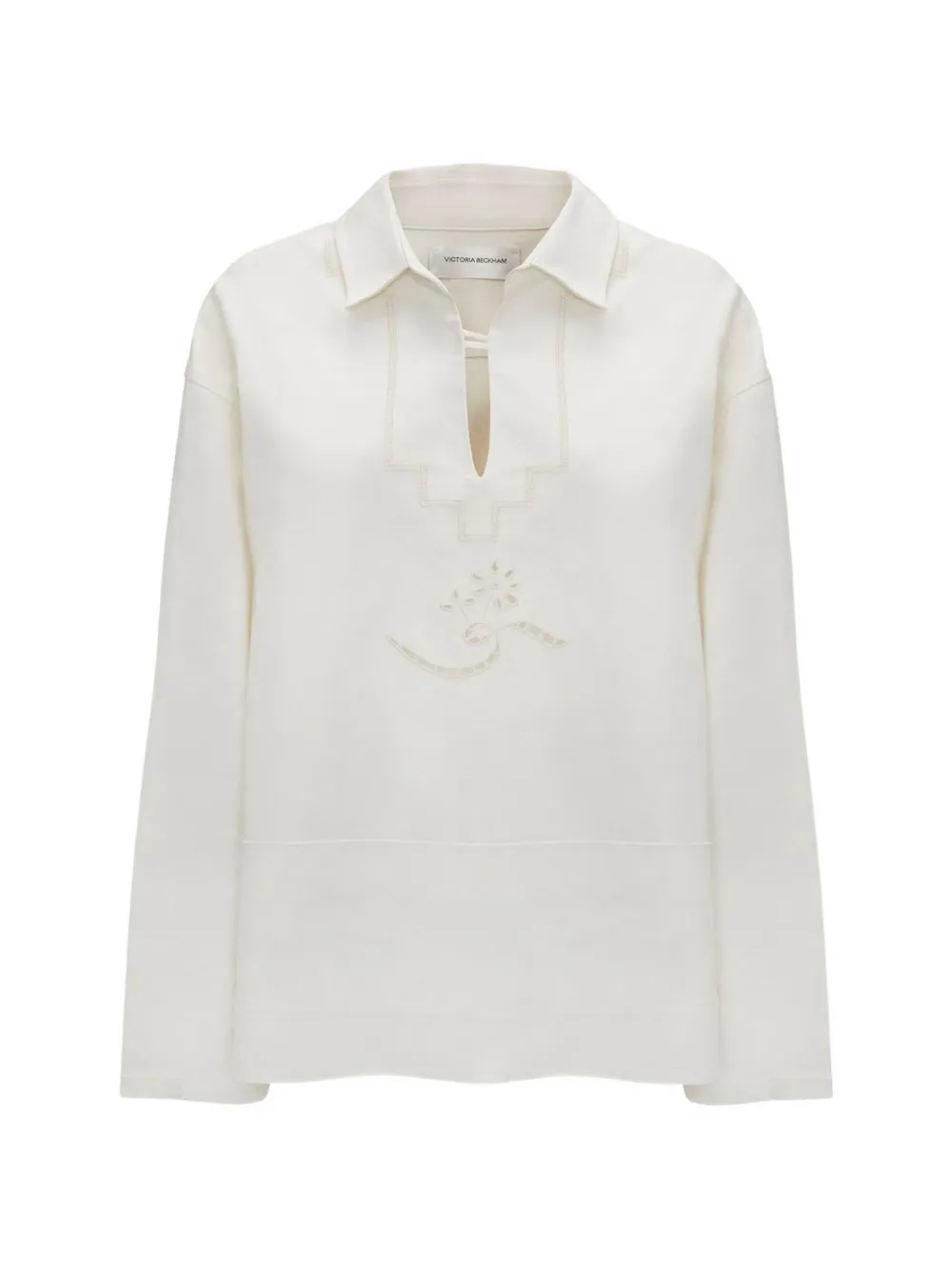Victoria Beckham embroidered long-sleeve top - Weiß