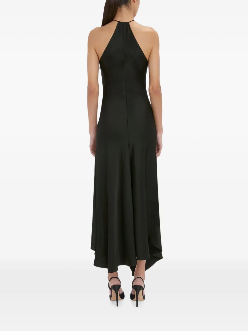 Victoria Beckham Asymmetrische midi-jurk met halternek Zwart