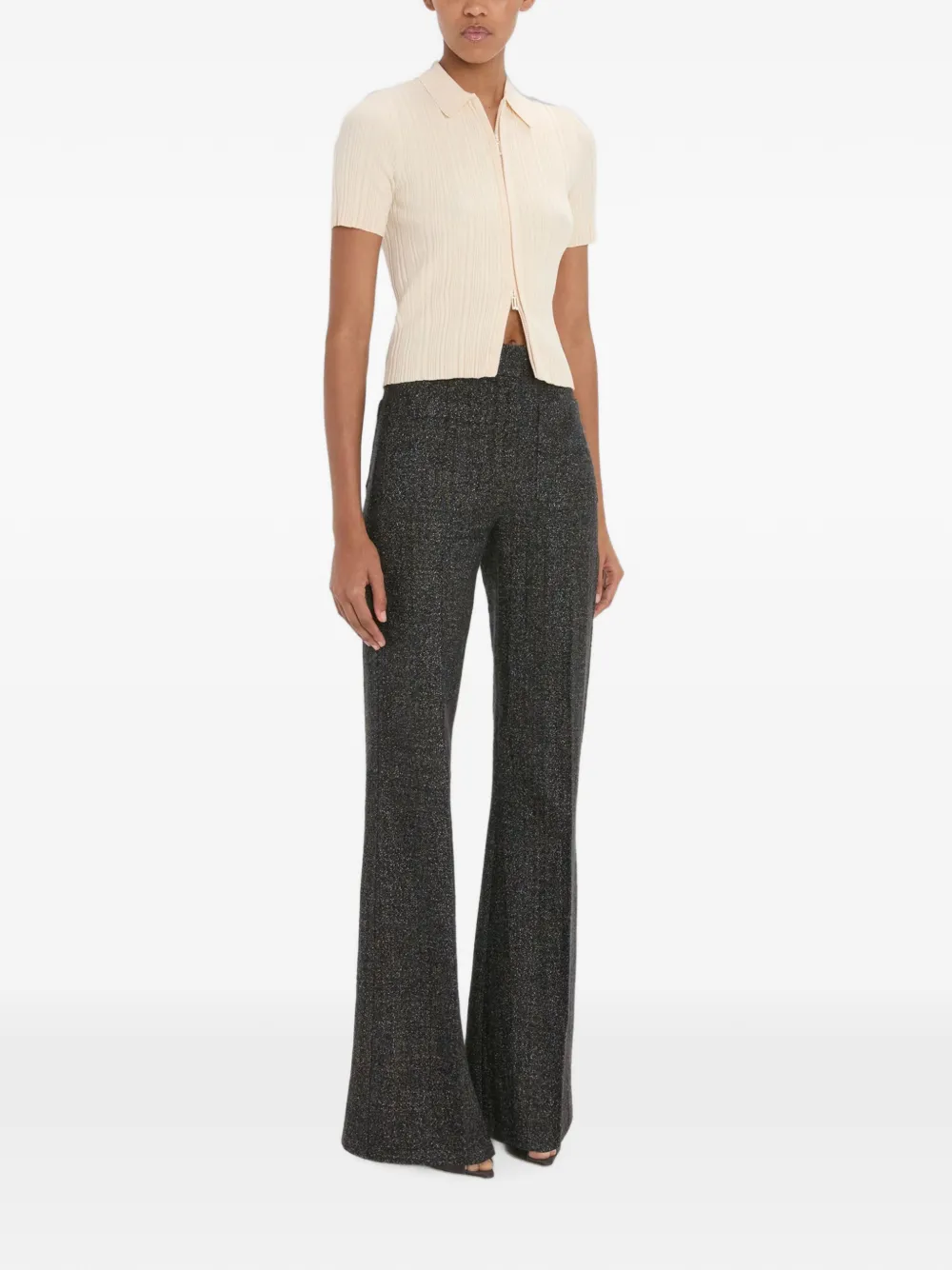 Victoria Beckham Ribgebreid T-shirt Beige