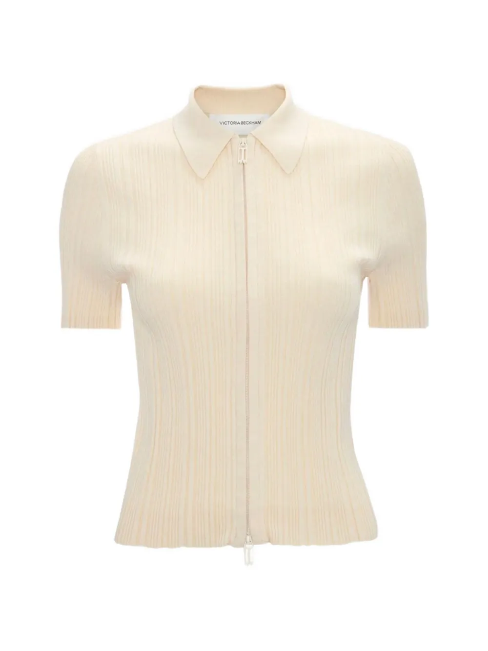 Victoria Beckham ribbed-knit short-sleeve shirt - Nude