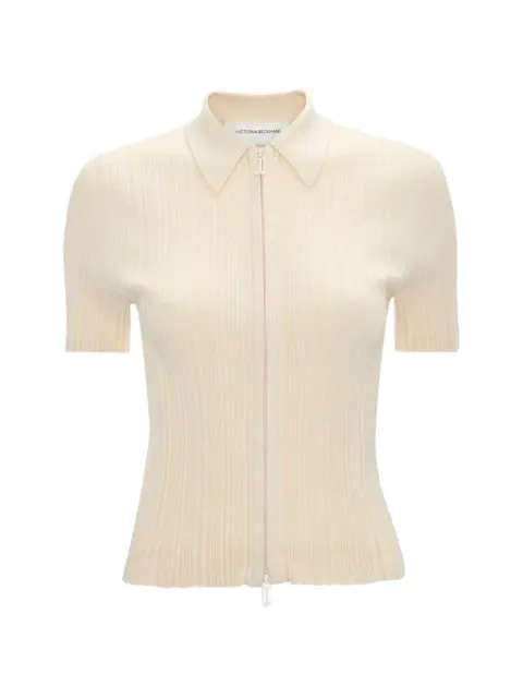 Victoria Beckham ribbed-knit short-sleeve shirt