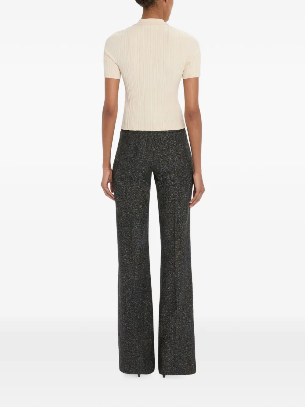 Victoria Beckham Ribgebreid T-shirt Beige