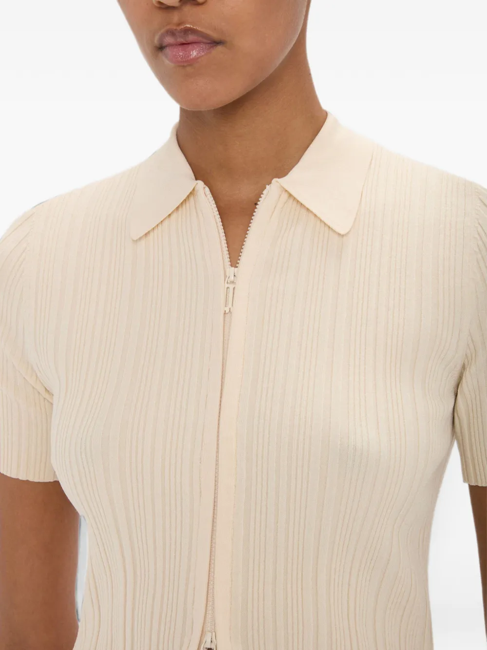 Victoria Beckham Ribgebreid T-shirt Beige