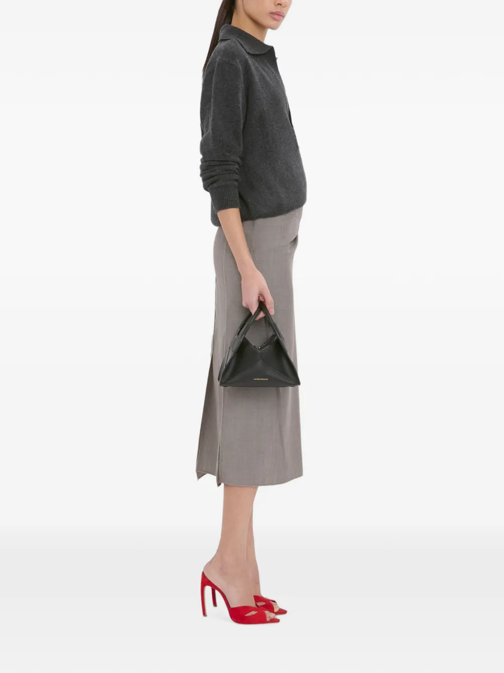 Victoria Beckham Kleine Plié leren shopper Zwart