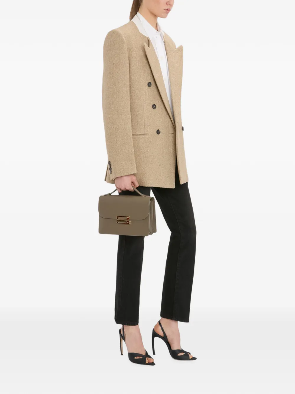 Victoria Beckham Dorian leren schoudertas Bruin