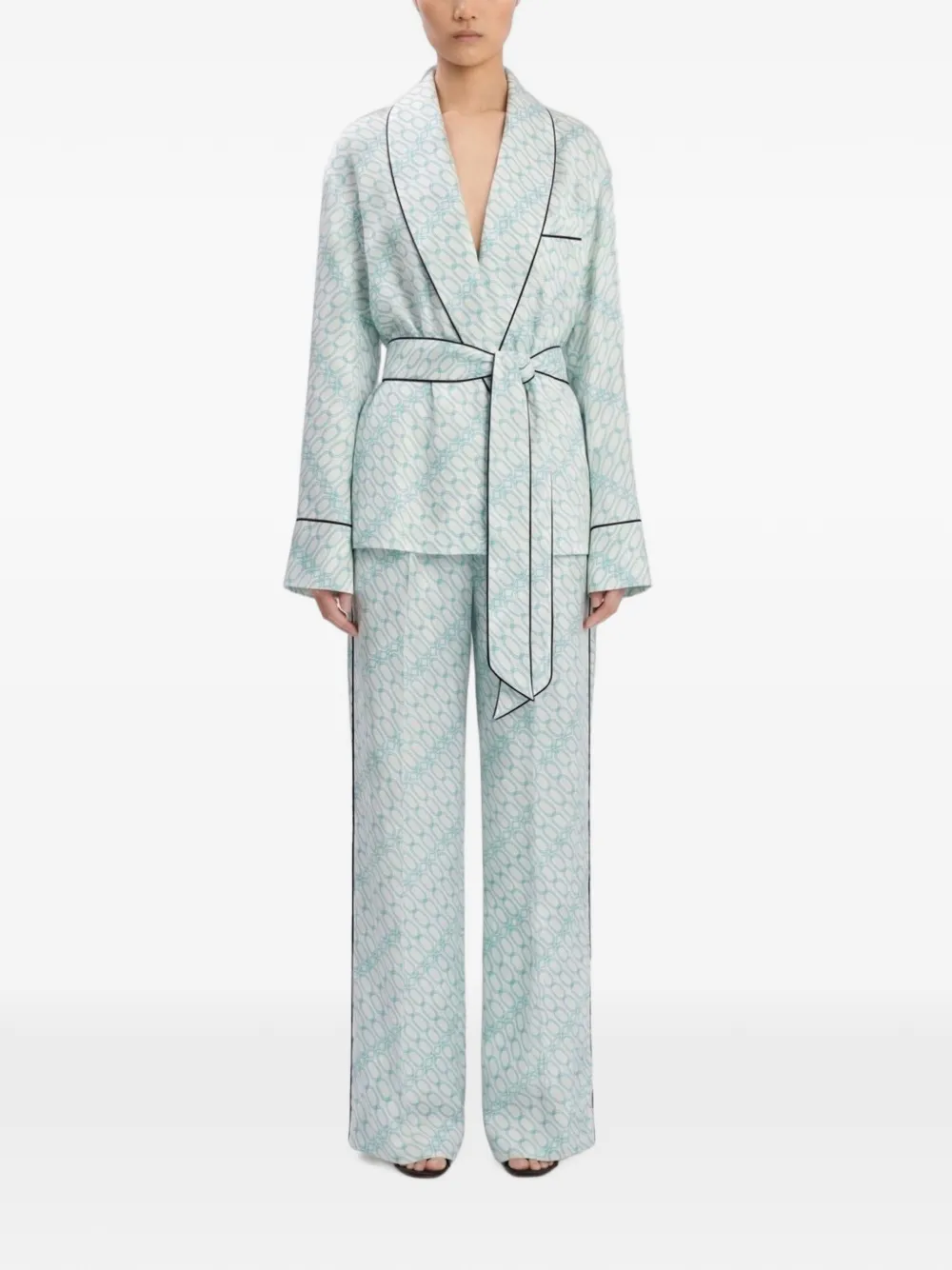 Victoria Beckham Cecilia broek met Portofino-print Wit