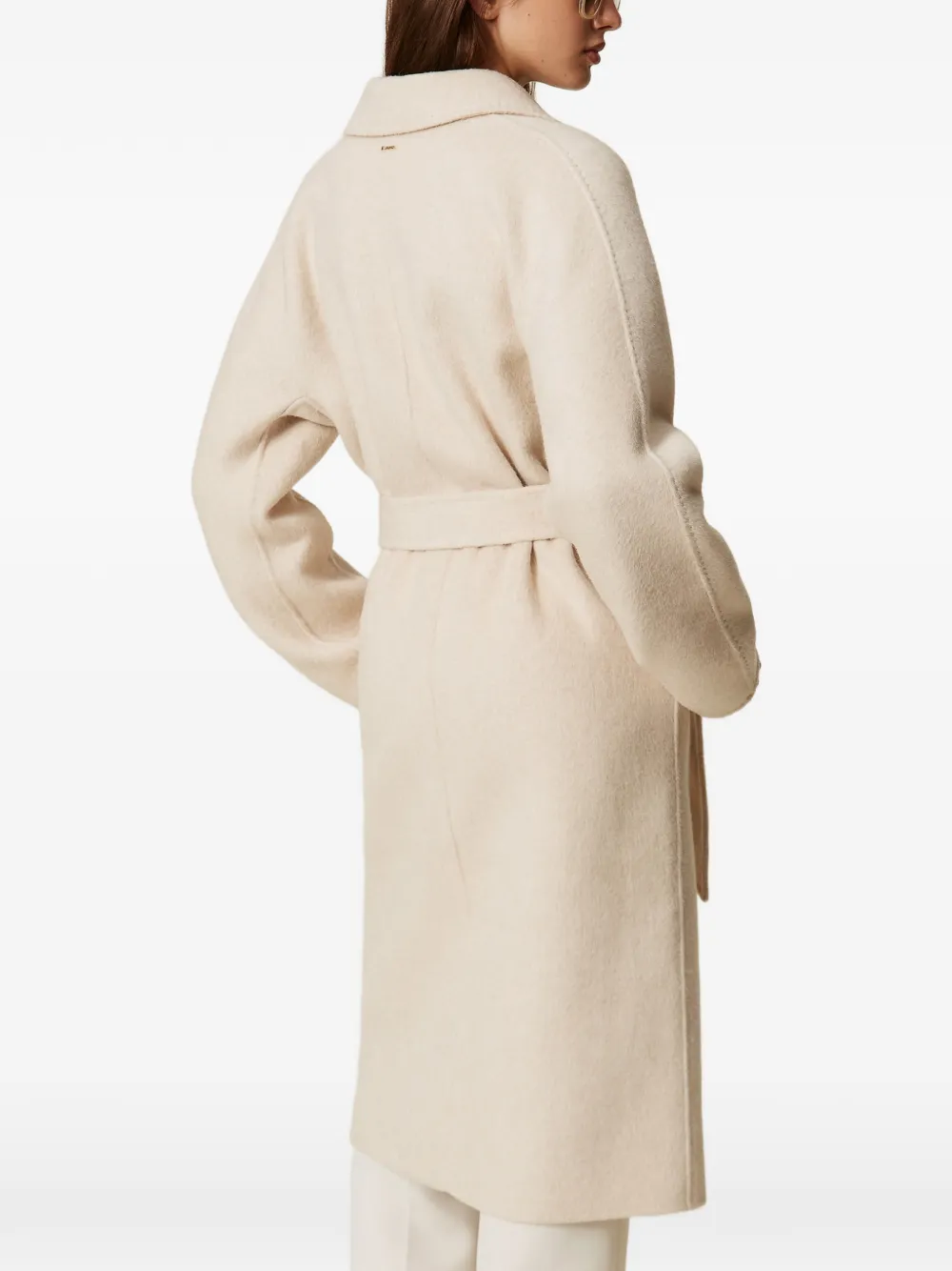 TWINSET belted double-breasted coat Beige