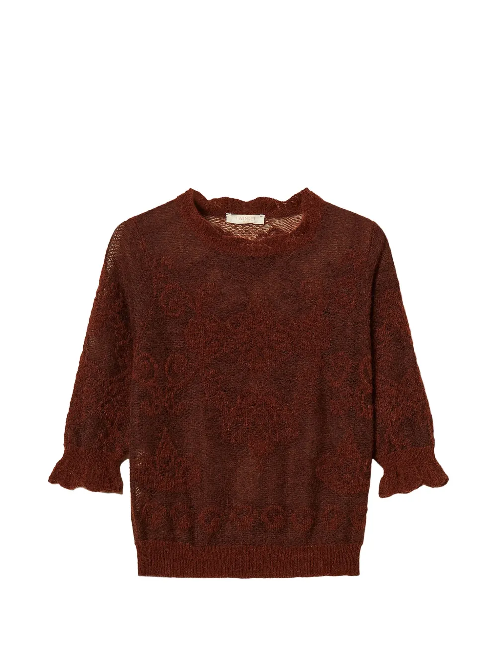 TWINSET Maglione in misto alpaca jacquard - Marrone