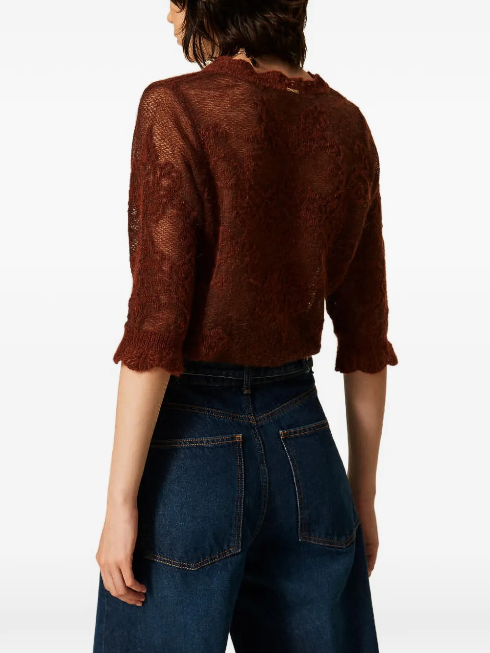 TWINSET Trui van alpacablend met jacquard Bruin