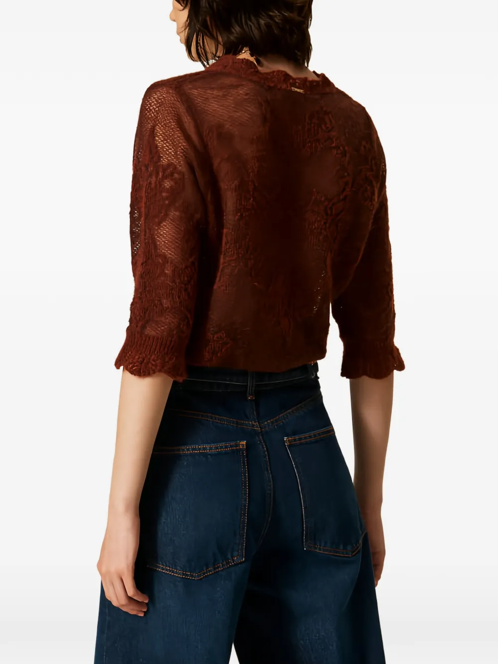 TWINSET Trui van alpacablend met jacquard Bruin
