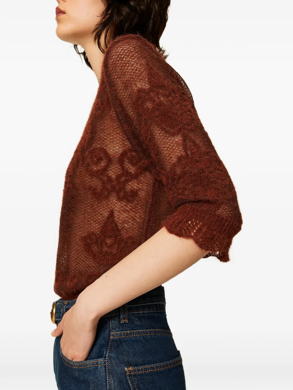 TWINSET Trui van alpacablend met jacquard Bruin