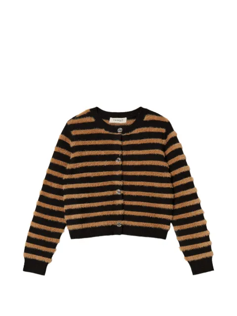 TWINSET Kids striped faux-fur cardigan