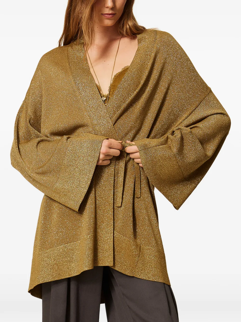 TWINSET Wikkelvest met lurex Goud