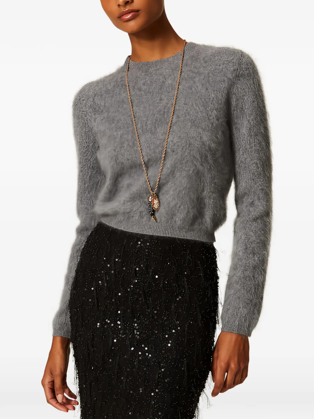 TWINSET brushed crew-neck sweater - Grigio
