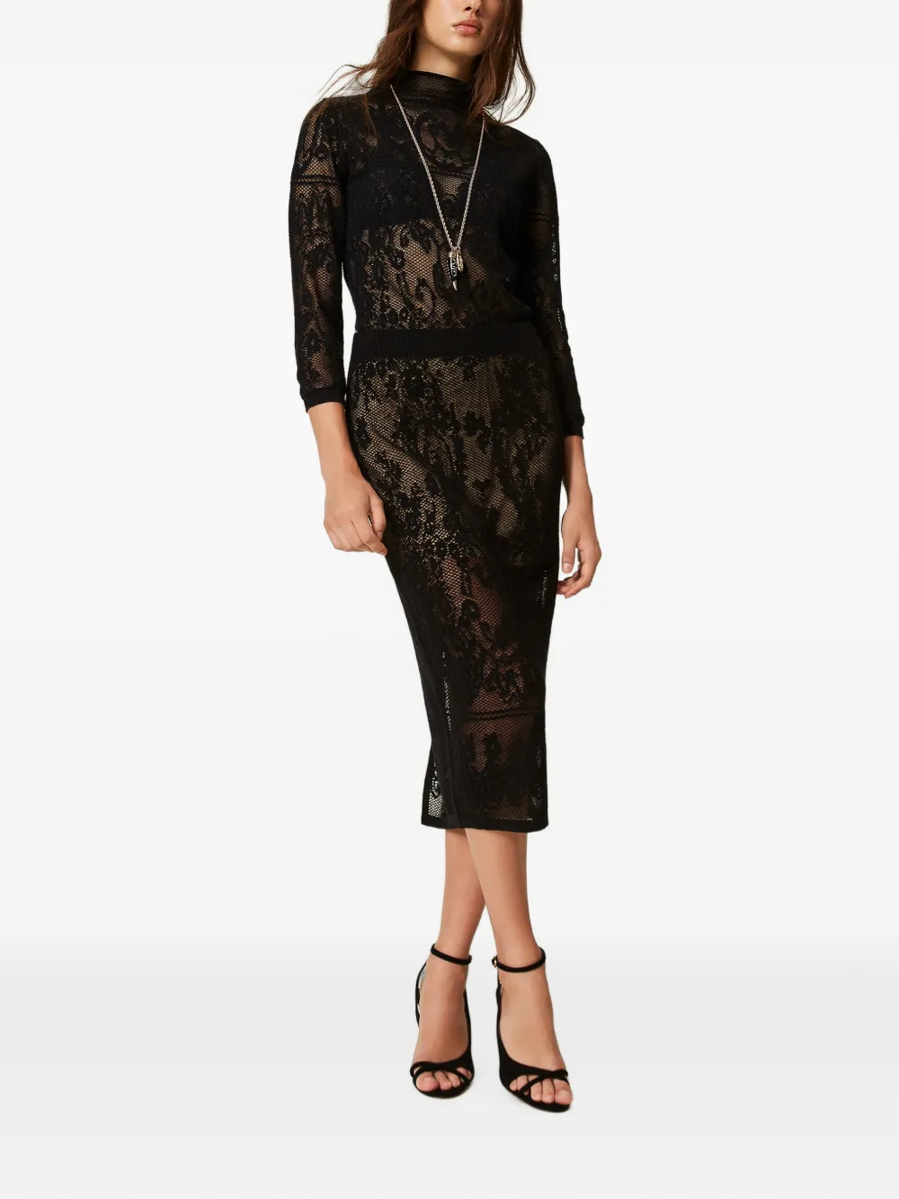 TWINSET Midi-rok met jacquard Zwart