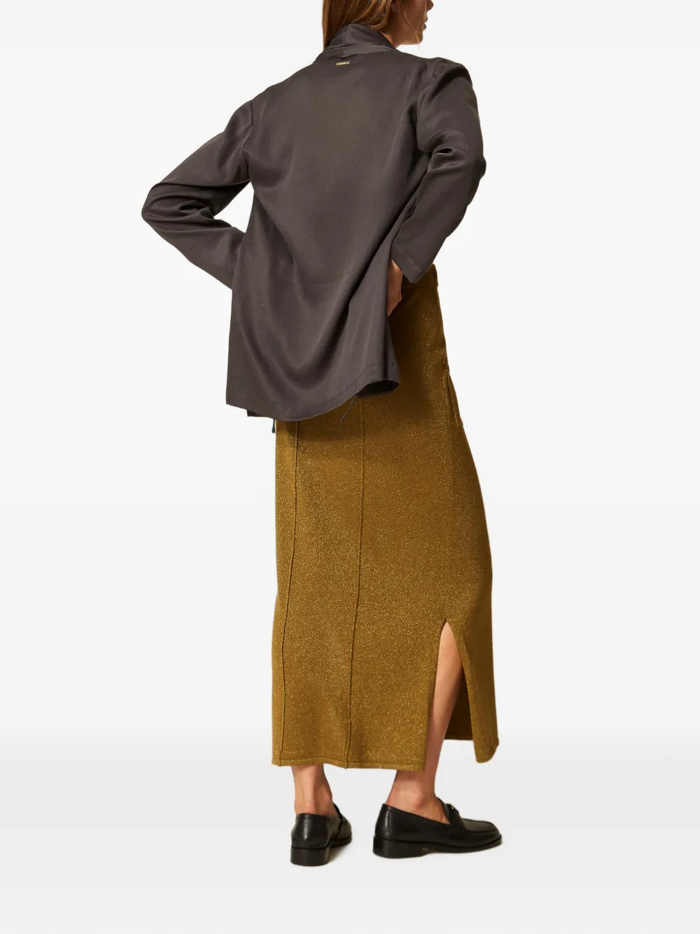 TWINSET Gebreide midi-rok met lurex Goud