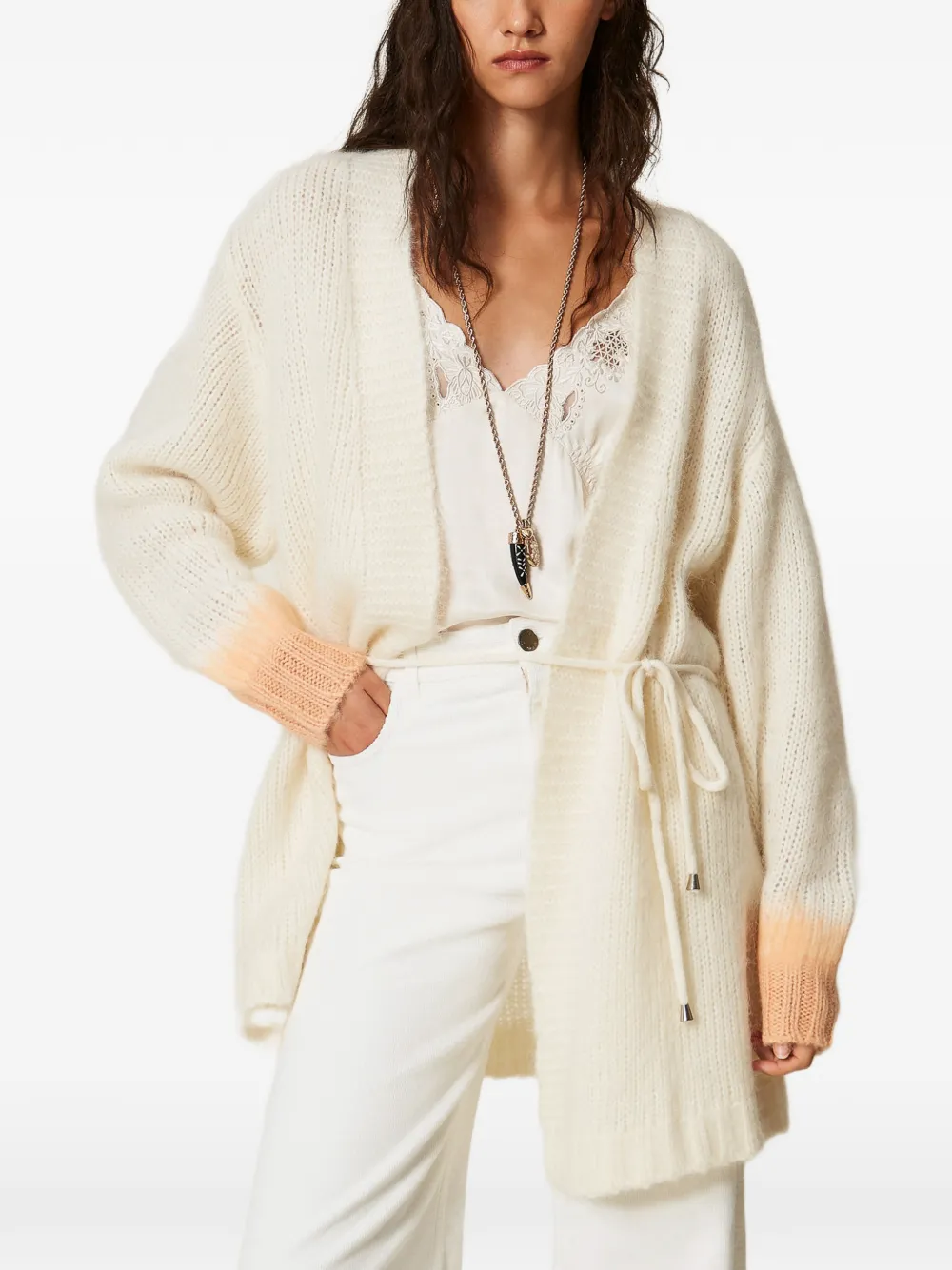 TWINSET Myfo two-tone wool blend cardigan - Neutrals
