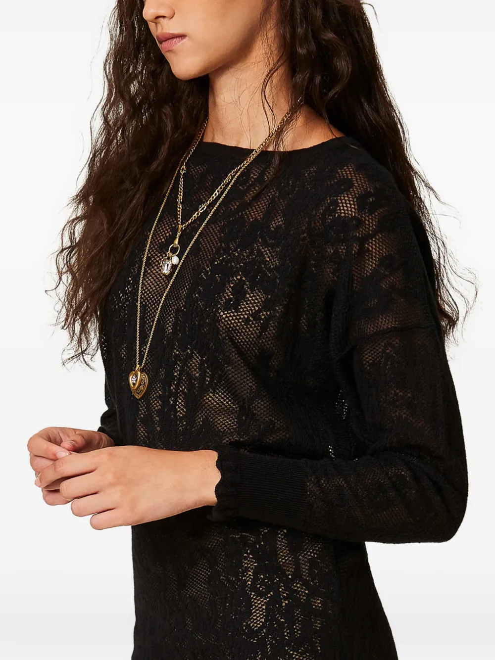TWINSET Korte gebreide jurk met jacquard Zwart