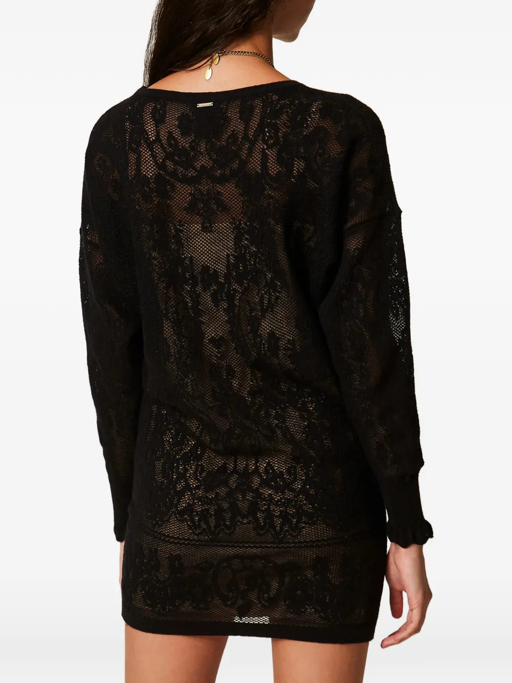 TWINSET Korte gebreide jurk met jacquard Zwart